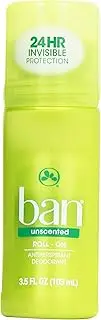 Ban Unscented Original Roll-On Antiperspirant Deodorant by Ban for Unisex - 3.5 oz Deodorant, 103 ml