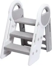 Step Ladder 3 Step Folding Toddler Step Stool for Kids Three Step Standing To...