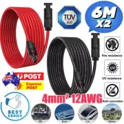 2x 6m Solar Panel Extension Cable Regulator Wire with Connector 4mm² 12AWG