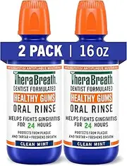 TheraBreath Healthy Gums Periodontist Formulated 24-Hour Oral Rinse with CPC, Clean Mint, 16 Ounce (Pack of 2)