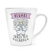 Beware Crazy Yeti Lady 12oz Latte Mug Cup - Funny Monster