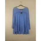 NWT Kaari Blue Robin Egg Blue Stretchy Long Sleeve Top 3X Women's Blouse