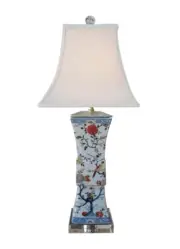 Beautiful Floral Porcelain Square Vase Table Lamp 28"