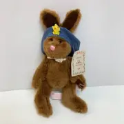 New Russ Sunshine Gals Jointed Brown Stuffed Bunny Rabbit Denim Sunflower Hat