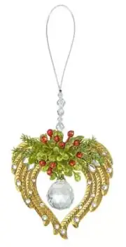 Kissing Krystals Golden ANGEL WINGS Mistletoe Christmas Ornament, by Ganz