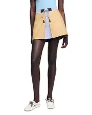 Sandro Short Dual Material Skirt