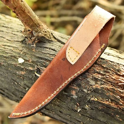 USA EDC Fixed Blade Knife Brown Leather Sheath Knives Holster Belt Carry Sheath
