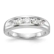 1.00ct. CZ Solid Real 14K White Gold 5-Stone Men's Channel Wedding Band Ring