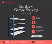 2M*2.4M*0.6M Storage Garage Shelving Warehouse Rack Bench Steel 800KG 2024BG