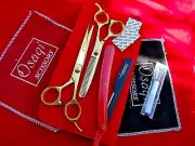 MoneyBackWRNTY_6.5" GOLD Titanium Hairdressing Hair Scissors_Japanese Steel