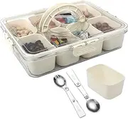 Linvic Snackle Box, Divided Serving Tray Platter with Lid and Handle, Snack Boxes with 8 Compartment, Charcuterie Container, Snack Platters, Snack Container (Set)