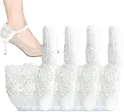 Lace High Heels Shoe Straps | Elastic High Heel Anti-Loose Straps,2 Pair Adjustable Shoelace Bands for Sandals and Stilettos