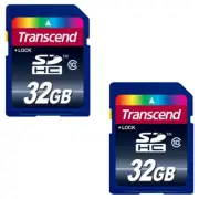 Two Transcend 32GB Class 10 SDHC Memory Cards ( TS32GSDHC10)