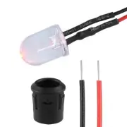 20Set DC12V 10mm Pre Wired LED w Holder Red Light Clear Lens 14mm Panel Mount