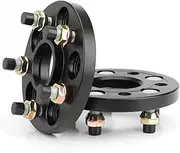 DEMULAX Spacers 2Pieces 25mm 7075 Aluminum, Forged Wheel Spacer Adapter PCD 5x108 CB = 63.4mm, Suit 5 Lug, for Volvo, Universal Car M12x1.5 Shims Plate Car Wheel Spacer(Black 25mm)