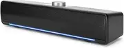 Sound Bar, 3.5mm Universal Interface Bass Sound Bar, Mini Speaker 3W 2.0 Channel Computer Speaker with Mood Light,Suitable for Desktop Notebook (Black)