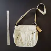 Tignanello Leather Front 2 Side Pockets Adjustable Strap White Crossbody Bag