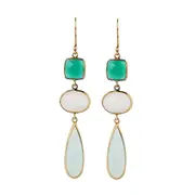 Cythera Sterling Silver Earrings with Green Onyx Stone - Shiny Finish Jewellery in Australia