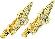 [FRCOLOR] Gentlemen's Tie Pins Set of 2 Gold Tie Clips for Men's Business Attire