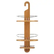 Bathroom Bamboo Shower Caddy with Hang Hook Shower Organiser