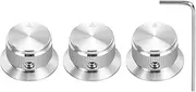 uxcell 3Pcs Aluminium Potentiometer Knobs 1/4" Volume Tone Control Top Hat Knobs with L-Type Hexagonal Wrench for Guitar Instruments Audio Mixer Amplifier Silver