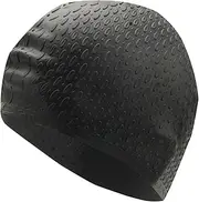 Women's Swim Cap, Silicone Swim Cap Waterproof Women's Non-Slip Adult Caps High Elasticity Men for Short Medium Long Hairs Black