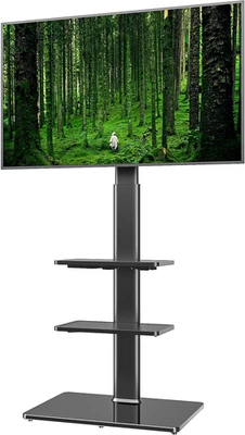Universal Floor TV Stand with Swivel Mount for 19 to 43 Inch LCD LED TV, 3 Shelv