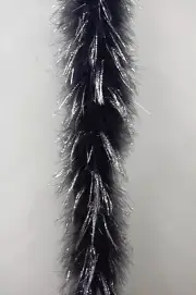MARABOU FEATHER BOA - BLACK w/ Silver LUREX Costume/Hat/Dress/Costume/Bridal