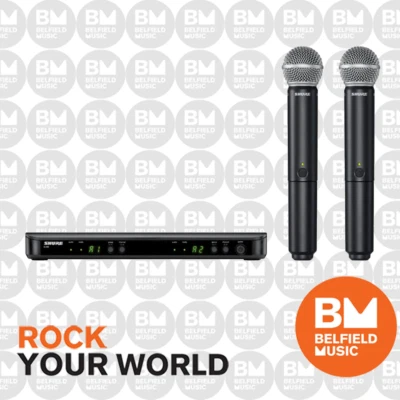 Shure BLX288/SM58 Wireless Microphone Dual Handheld Mic System (K14: 614-638MHz)