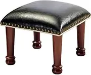 Leather Upholstered Foot Stool, Small Footrest Ottoman, Square Rest Stool Shoe Changing Stool for Home Bedroom Living Room, Easy Assembly(B)