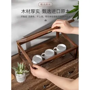 北美黑胡桃木防塵透明五面玻璃柜茶具收納盒展示盒首飾茶幾收納盒