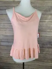 Mossimo Womens XS NEW Ruffled Top Peach Drape Beck Strappy