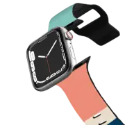 Apple Watch Series 4-6, SE (44mm) Impact Band Blue Turquoise and Salmon Stripes