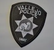 Vallejo California Police o/s SWAT Subdued Black/Silver Patch ++ Mint CA
