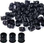 OFEYLE Disposable Skull Tattoo Ink Caps - Plastic Cups for Tattooing, Makeup Pigment Holder - Tattoo Supplies and Accessories (Black-50PCS)