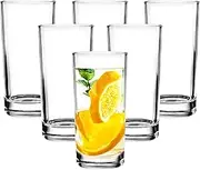 Water Glasses Set of 6 - Highball Glasses with Heavy Base, Clear Drinking Glasses Set for Water, Juice, Cocktails, Wine, Beer, and Whiskey, 9.8 Ounce