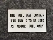 Ampol Lead Warning vinyl sticker for vintage petrol bowser / gas pump