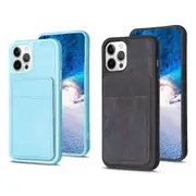 Vertical Cards Solt Leather Wallet iPhone Case Credit Card Holder-Black&Blue
