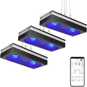 PopBloom 3xRL180 Full Spectrum Marine Reef Aquarium LED Light Fish Tank Lighting for 72-96Inch Saltwater Coral Light with APP Control