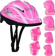 BIUDECO 1 Set Boys and Girls Roller Skating Protective Gear Kit Helmet Elbow Pads Wrist Guards Safety Comfort for Boys and Girls Activities