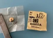 Gilt back wind winding crown for Omega watch 7mm dia. NOS Genuine One