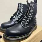 Dr. Martens Women's 1460 Stud Leather Lace Up Combat Ankle Boots Black Size 8