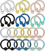 [Kridzisw] 12G Septum Nose Rings Eyebrow lip Rings Lobe Earrings Hoop 316L Surgical Steel Cartilage Helix Tragus Rook Daith Earrings Hoops Piercing Jewelry for Women Men 10mm 12mm 14mm 16mm