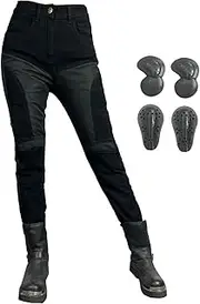 [GEBIN] Women's Motorcycle Trousers, Women's Jeans, Breathable Motorcycle Trousers, Motorcycle Armour Protective Lining, Motorcycle Biker Pants, 4 x Protective Equipment