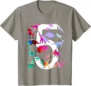 [X.Style] Kids Kids 5th Birthday Dinosaur T-Shirt for 5 Year Old ds1088 T-Shirt (S) Slate Grey