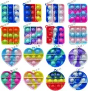 Keychain Silicone Pop It Fidget Toys / Stress Relief Toys (x3 Pack) - US Seller