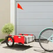 Red Oxford Fabric Bike Trailer with Iron Frame Durable Lightweight Stroller