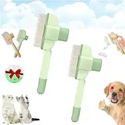 Propositiony Self-Cleaning Pet Flea Comb Grooming Brush, Pet Flea Comb for Cats & Dogs, Cat Dog Brush for Massaging And Cleaning Shedding Pet Hair,Cat Brush with Release Button (2*G)