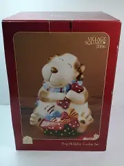 2006 Village Square Dog Holiday Cookie Jar - NEW IN BOX