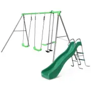 Lifespan Hurley 2 Metal Swing Set With Slide Steel Outdoor Swings